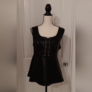 Black Faux Leather Top sz 1 (14-16) from Torrid